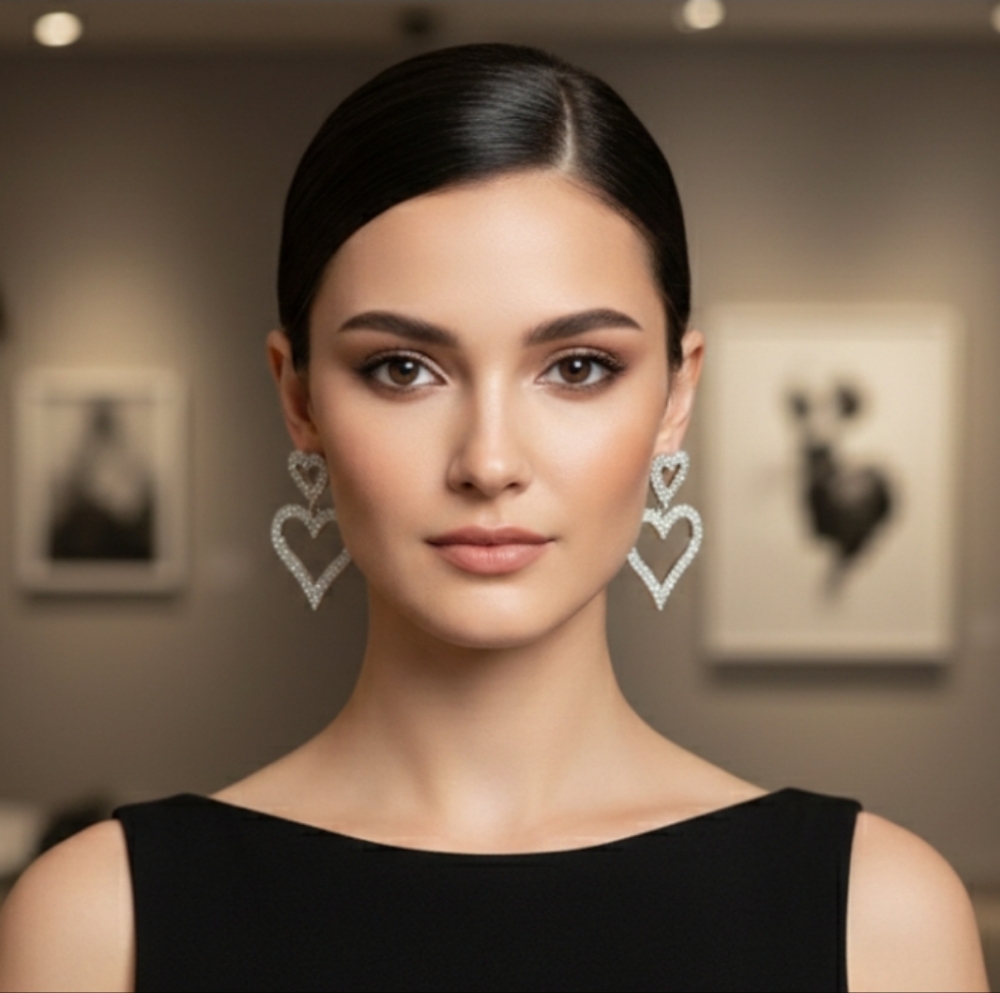 💎Nordstrom's Rhinestone Double Heart Gorgeous Earrings💎